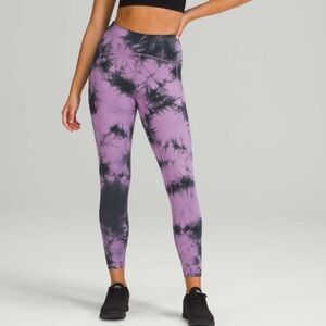 Lululemon Power Through High-Rise Tight 25” tie dye wisteria purple graphit Sz 6